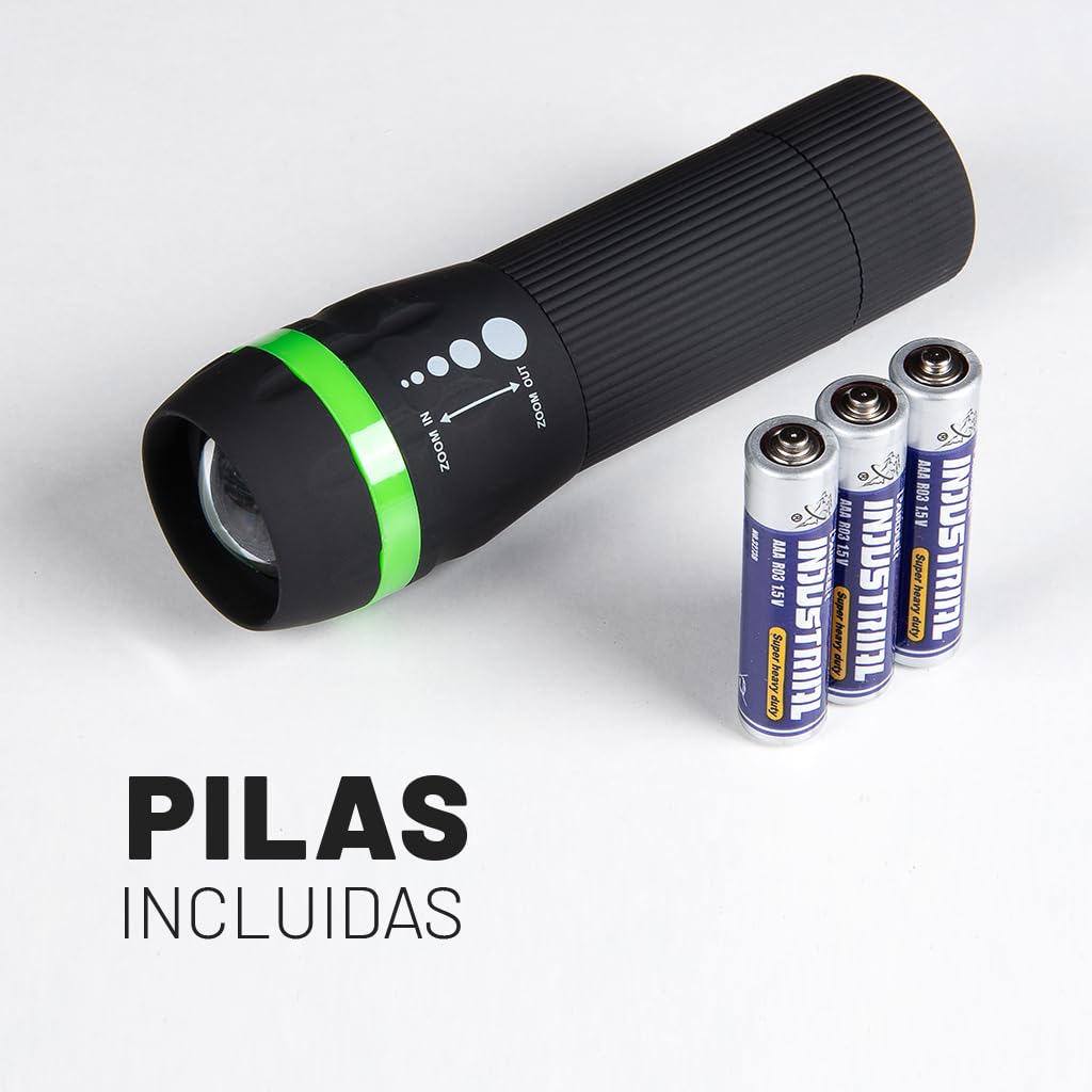 ABSINA 2x mini linterna LED con batería - Linterna niños con 60 lúmenes & 110m de alcance - Linterna infantil para niños y niñas, foco ajustable, incluye batería - Linternas pequeñas
