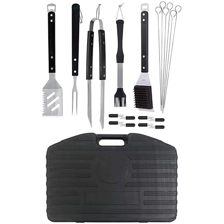 Mr. Bar-B-Q 94069Y 20 Piece BBQ Grill Set | The Ultimate Barbeque Grill Tool Set | Rugged Plastic Storage Case | 20 Individual Pieces | Extra Sturdy Stainless Steel Tools