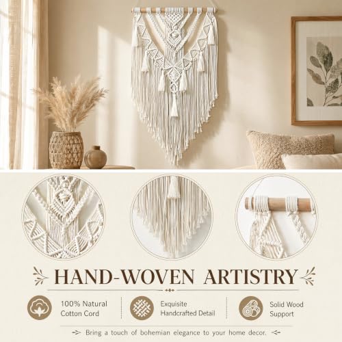 Decoración de pared de estilo bohemio con macramé de algodón 3