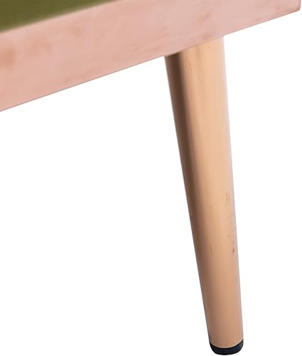 Miniatura 6 de Sofá biplaza verde de terciopelo, sofá pequeño para dormitorio, sofá con pies de metal, 2 almohadas incluidas