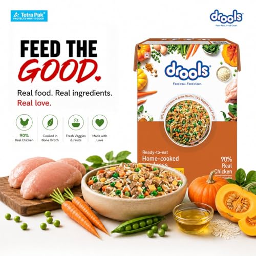 Image of Drools Tetra Pack Dog Food Real Chicken & Pumpkin, for Adult & Puppy, 150g | Enhances Palatability and Support Joint Health | Retains Freshness & Flavours | Support Gut Health | Better Bioavailability