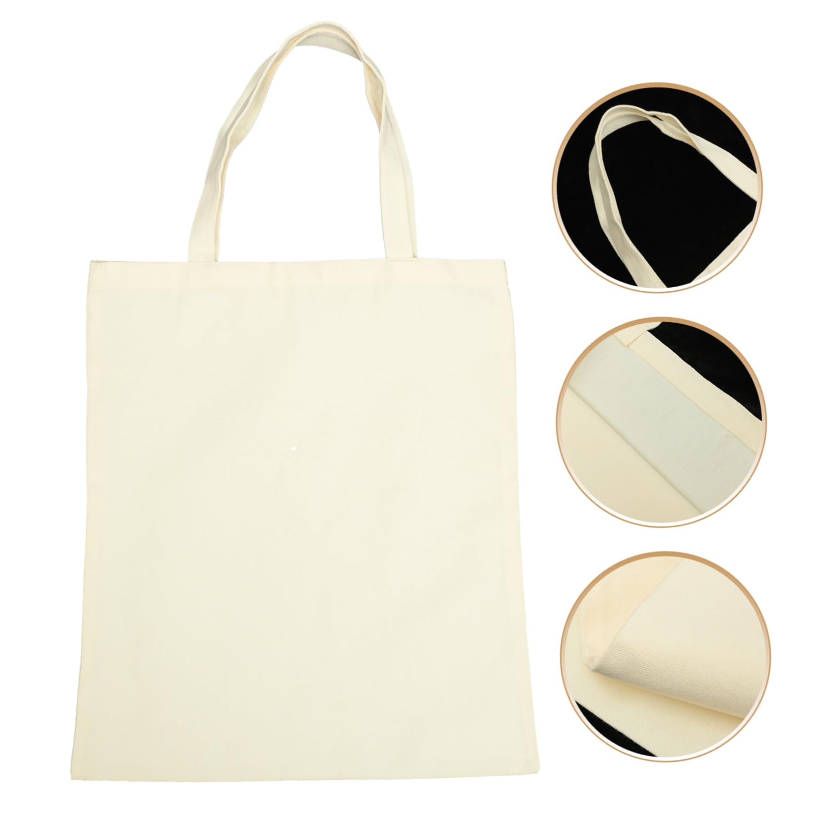 Unbedruckte Canvas Einkaufstaschen 5 Stück-pack für Damen, Beige
