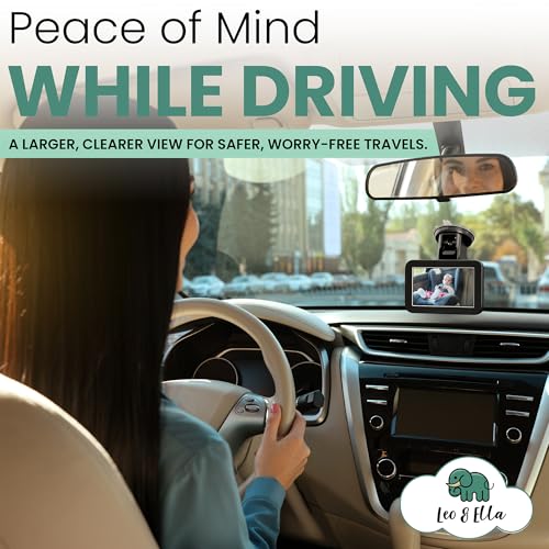 Image of Leo&Ella Camio Wired Car Baby Camera & Monitor, Rear Facing Carseat in Backseat with night vision for infants, Safe Driving View with Night Vision, Easy Install, Universal Vehicle Fit
