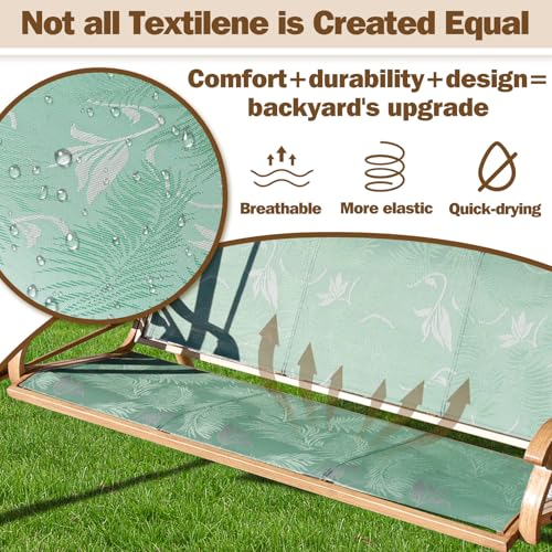 Image of ZZW 3 Person Patio Swing Outdoor Swing for Adults with Adjustable Canopy &Upgraded Cup Holders Textilene Fabric Porch Swing Chair with Stand Heavy Duty 800 LBS