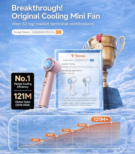Image of TORRAS COOLiFY iva Handheld Fan with Ice Cooler, [Chill by 50F] 0-100 Speed, Super Mini Powerful Portable Fan, 4900mAh Rechargeable Hand Held, Travel Essentials, Gift for Dad Husband, Pink