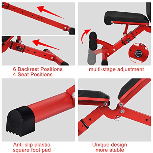 SHIELDPRO Weight Bench, Adjustable Bench for Full Body Workout with Fast Folding Upgraded Incline/Decline Wider Backrest/Seat，Home Gym