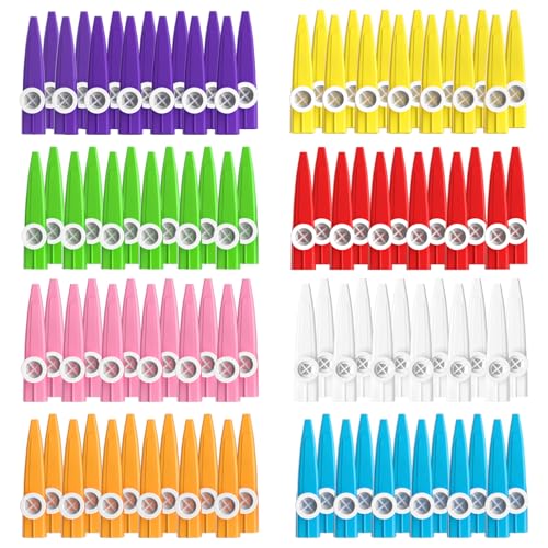 100 pcs 8 Colors Plastic Kazoos Musical Instruments for kids, Operation Christmas Child Shoebox Bulk Items, Perfect for Fun Gathering & Gift Price Party Favor Gift Bag Fillers