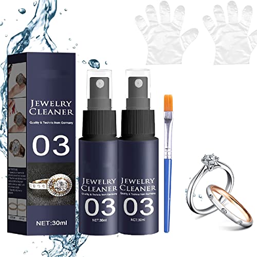 HZWZ 2pcs Diamond-Shine Jewelry Cleaner Spray, Quick Jewelry Cleaning Spray,Multi-Purposes Spray Watch Diamond Silver Jewelry Necklace Ring,Restores Shine and Brilliance to Jewelry (30ml) Cover