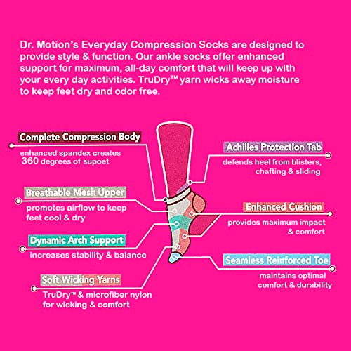 Image of Dr. Motion 4 Pairs Therapeutic Graduated Compression Women's Knee-hi Socks