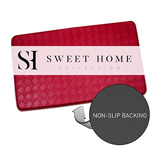 Sweet Home Collection Memory Foam Anti Fatigue Kitchen Floor Mat Rug, Diamond Red, 30
