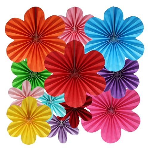 BestoFun 12 PCS Paper Flowers Fans Mexican Party Decorations Paper