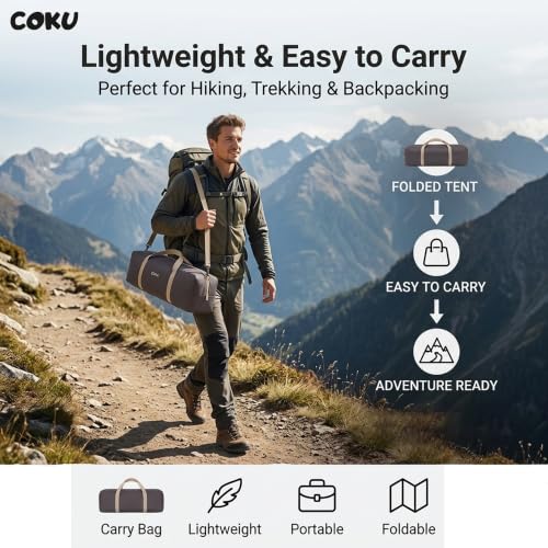 Image of Coku Automatic Camping Tent for 6 Person, Instant Pop-Up Waterproof Tent with UV Protection, Lightweight Portable Outdoor Tent for Camping, Hiking, Trekking, Beach & Travel