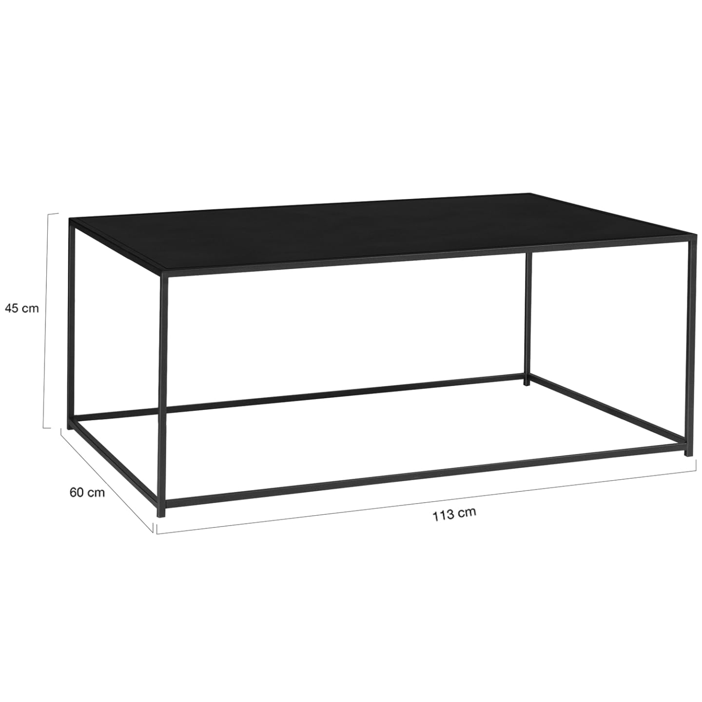 IDMarket - Table Basse Fixe Davis 113 cm métal Noir