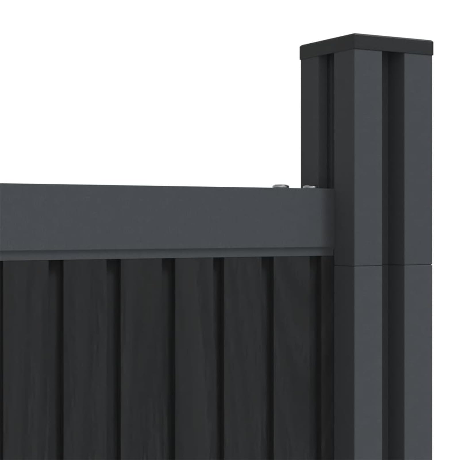Panel de valla gris 173 x 186 cm WPC, juego de paneles para valla de jardín, material WPC robusto y duradero, sistema modular con opciones de montaje flexibles, componentes de aluminio y acero