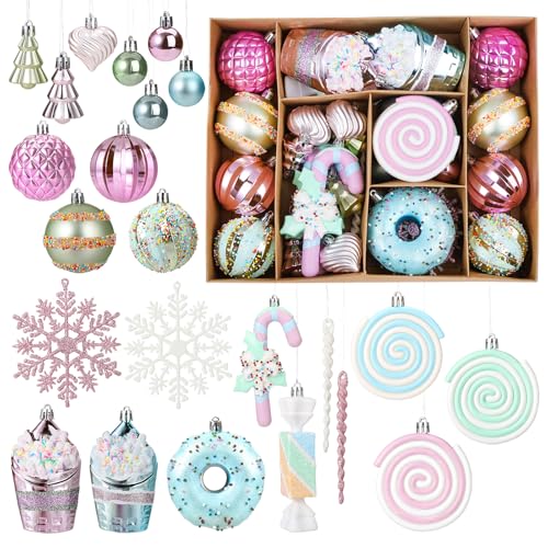 Kesote Weihnachtskugeln Bunt Christbaumkugeln Macaron Set 46er...