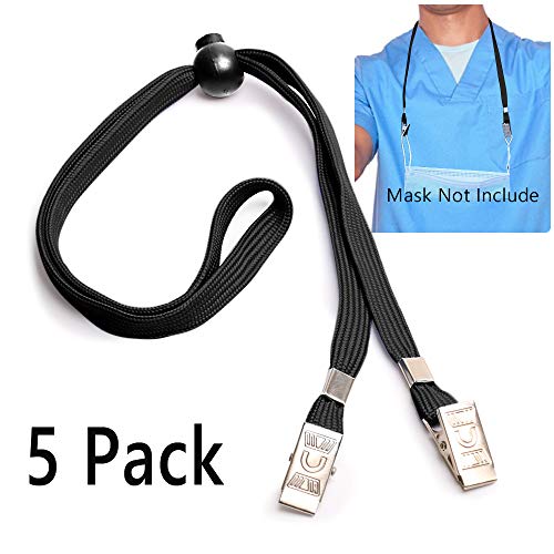 5 Pack Face Mask Lanyard Strap Adjustable Safety Mask Holder & Hanger - Comfortable Around The Neck Face Mask Ear Loop Strap & Ear Saver Easy On & Off
