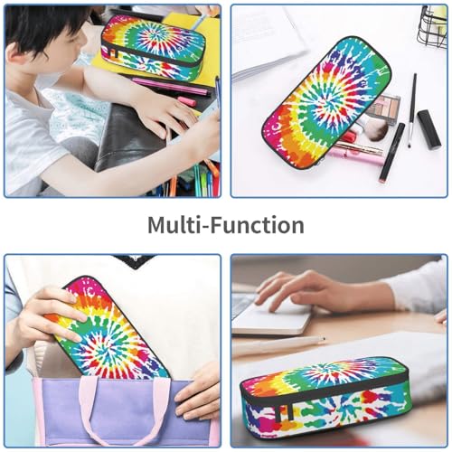 Image of Colorful Tie Dye Rainbow Pencil Case Organizer Big Capacity Pencil Pouch Stationery With Zipper School Supplies Pencil Bag For Girls Boys Office, j56tsd