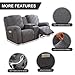 YUEANG Recliner Loveseat Cover with Center Console, 2 Seater Leopard Recliner Sofa Slipcover with Pockets Washable Stretch Reclining Couch Covers Furniture Protector with Elastic Straps (Dark Gray)