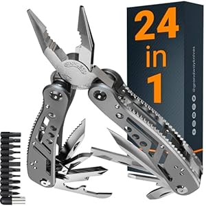 Multitool 24-in-1 with Mini Tools Knife Pliers and 11 Bits – Multi Tool All in One Multi Function Gear for Men Best Multi-tool Kit for Work EDC Camping Backpacking Survival – Great Gift for Men 2238
