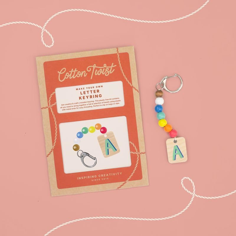 COTTON TWIST Kids Letter Keyring Making Craft Kit - Children Creative Keychain Designing Play Set for Boys and Girls - Suitable for Ages 3+ - Letter Q