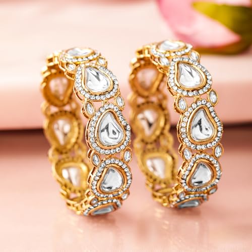 Image of Rubans Bangles Set of 2 Cubic Zirconia Ethnic Stylish Jewellery Gift for Women & Girls