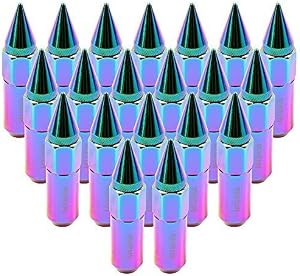 ECCPP Replacement for Wheel Lug Nuts 20 Pieces M12X1.5 Chrome Spline Cap Spiked Extended Tuner 60mm Tall Lug Nuts for Acura for BMW for Honda for Toyota 1994-2010