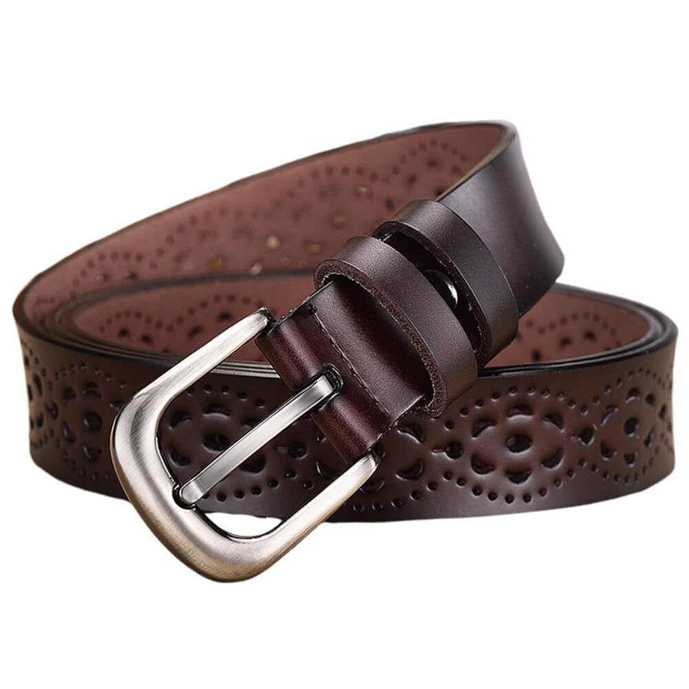 Katutude Women's Belt Leather Dress Belt Hollow Embossing Fashion Belt Casual Leather Belt Pin Buckle Waist Belt