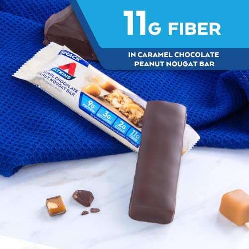 Atkins 305216 Caramel Chocolate Peanut Nougat Snack Bar, Protein Snack, High In Fiber, 2G Sugar, Keto Friendly thumb #2