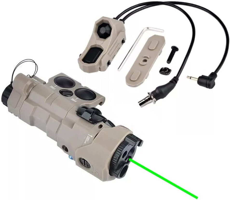 Nylon ML C1+ Box Aiming Laser Sight(with Red/Green/Blue Laser + IR Laser + IR Fill Light + 220 Lumens LED White Flashlight),& AX Modular Dual Wire Remote Pressure Switch (SF+2.5) Combo,Tan