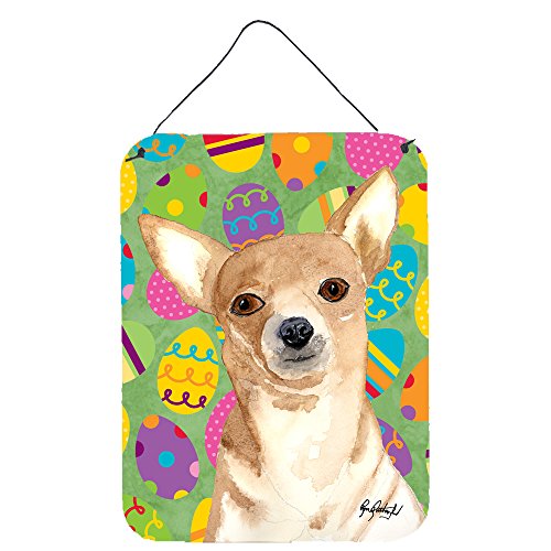 Caroline's Treasures RDR3017DS1216 Chihuahua Easter Eggs Wall or Door Hanging Prints Aluminum Metal Sign Kitchen Wall Bar Bathroom Plaque Home Decor Front Door Plaque, 12x16, Multicolor