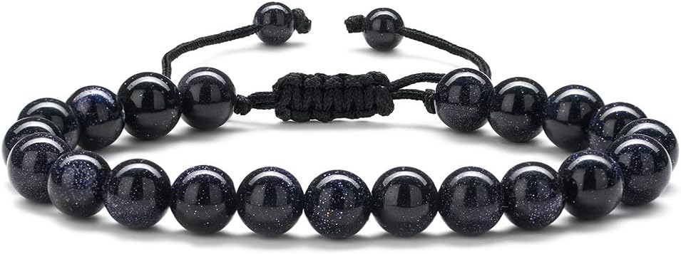 MONOZOBeaded Bracelets for Men Women - 8mm Tiger Eye Bead Bracelet Adjustable Natural Lava Rock Stone Essential Oil Anxiety Aromatherapy Bracelets Jewelry Gifts