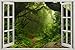 Produktbild HUBDECO - Wandtattoo - Wanddeko - Selbstklebende Folie - Wandsticker - Fototapete 3d Effekt - Selbstklebende Tapete - Fenster & Natur Motiv - Grüner Wald Bäume - 150x100cm