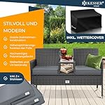 Polyrattan Gartenbank 2-Sitzer mit Tisch Anthrazit