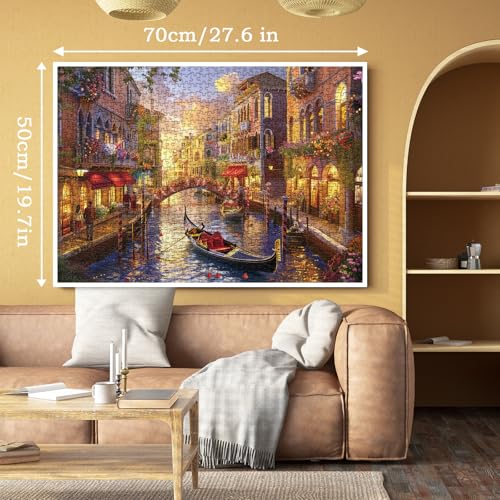 Rompecabezas de paisaje de Venecia, Italia, para adultos, 1000 piezas, rompecabezas jigsaw escénicos coloridos de ciudades europeas, arte de viaje y atardeceres miniatura 5