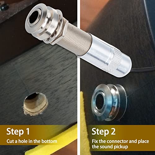 Pagow 2 Sets Acoustic Guitar Pickup, 3 In 1 Pickups Piezo Transducer, Microphone Contact Self-Adhesive Mono Piezo Pickup With Buzzer For Electronic Acoustic Guitar Violin Ukulele #TOP2