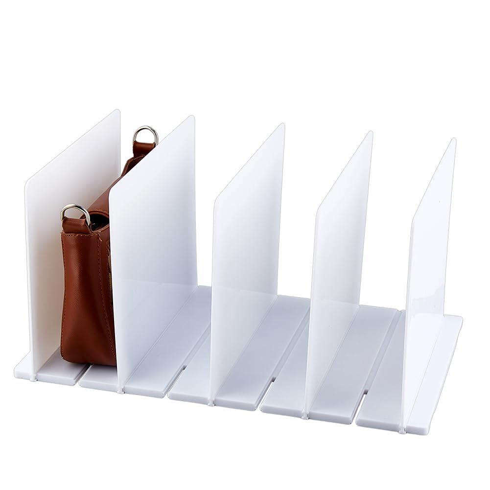 DICOSMETIC Organizador de bolsos ajustable de 4 capas para el armario blanco ajustable separador de estantes 24 x 40,8 x 20,5 cm estante de almacenamiento de bolsos para armarios organizador de bolsos