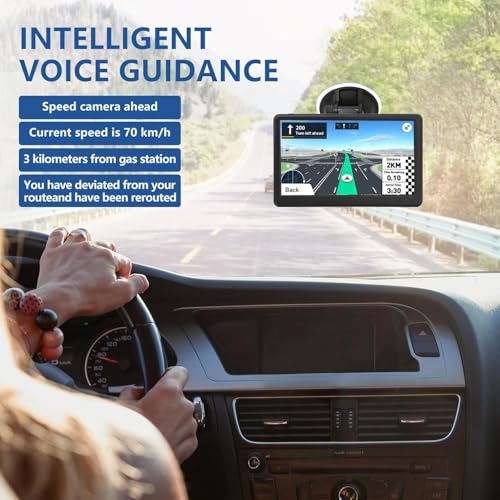 GPS Navigation for Car Truck,Navigation System 7 Inchs Touchscreen Navigator with 2025 US/CA/MX Maps, Free Lifetime Map Updates, Voice Broadcast, Speed Camera Warning, Vehicle - Thumbnail 2