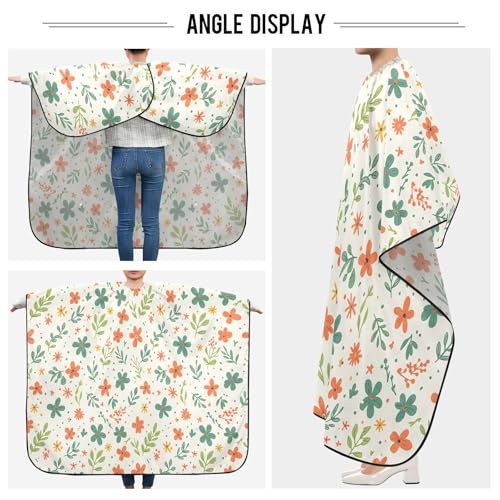 Capa profesional impermeable para cortar cabello Doodle Floral con cierre ajustable de broche para estilismo y peluquería miniatura 5