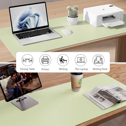 Image of Aothia Leather Desk Pad Protector, Large Mouse Pad, Office Desk Mat, Non-Slip PU Leather Desk Blotter, Laptop Desk Pad, Waterproof Desk Writing Pad for Office and Home (Grass Green, 23.6 inch x 13.7 inch)