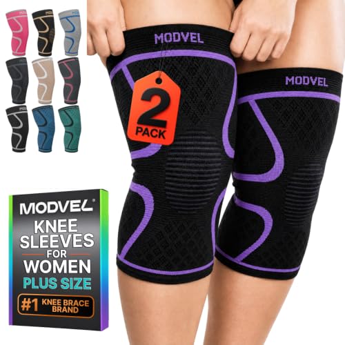 Image of Modvel 2 Pack Knee Brace for Women - Knee Support for Walking, Knee Compression Sleeves for Pain Relief, Knee Sleeves for Women, Knee Brace for Sports, Workouts & Arthritis