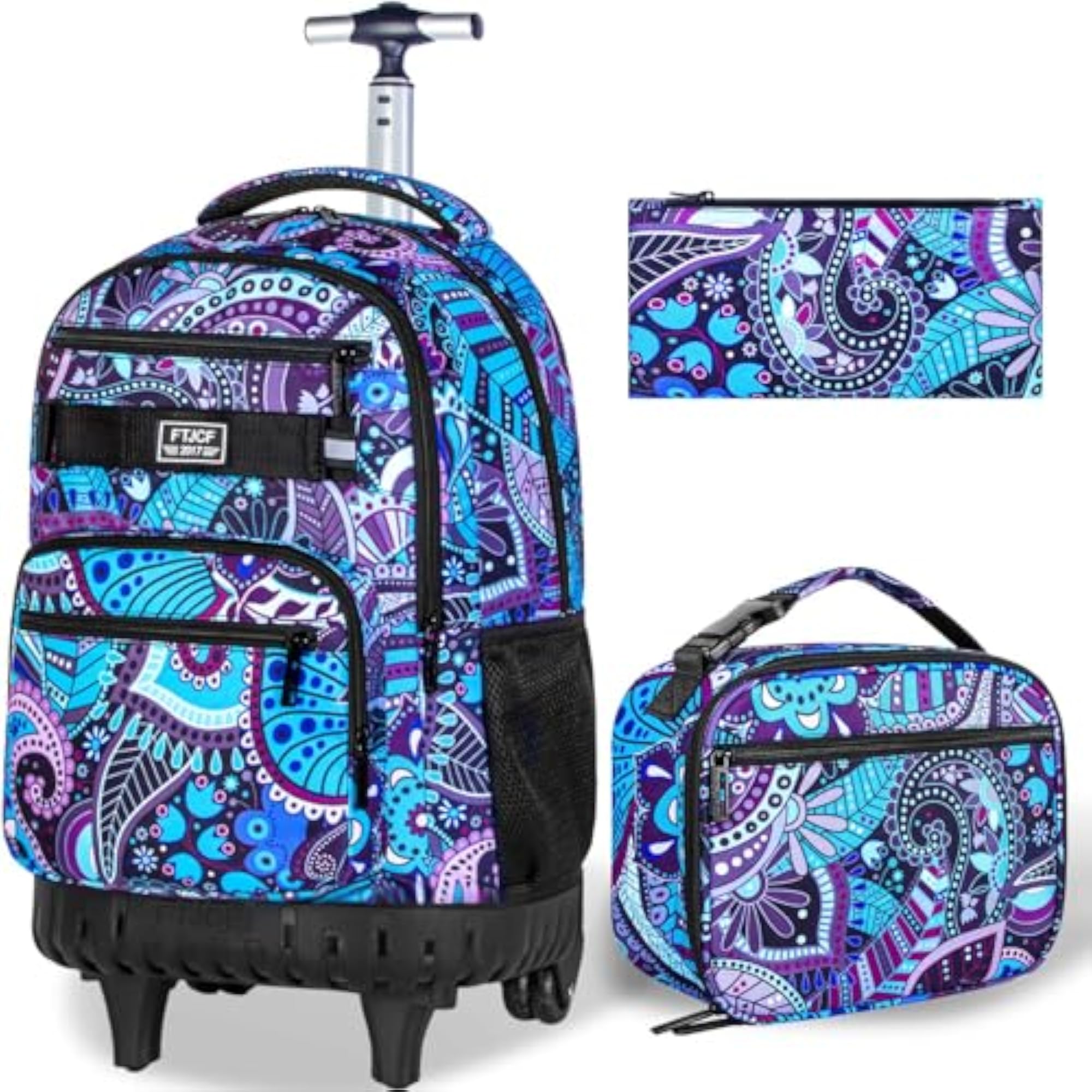 Rolling Backpack with Lunch Box for Adults