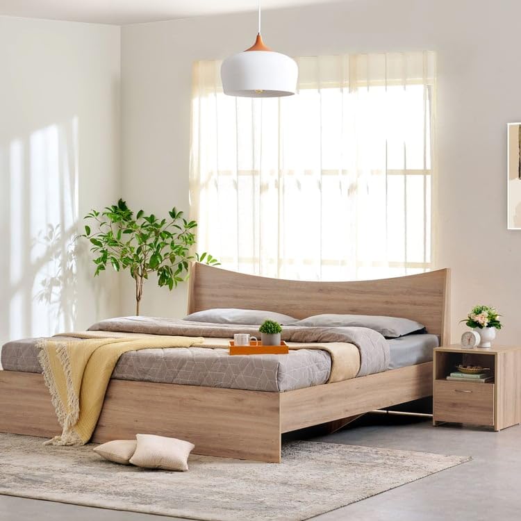 Image of Home Centre | Helios - Alton | Engineered Wood | King Beds | Oak | 1 Year Warranty