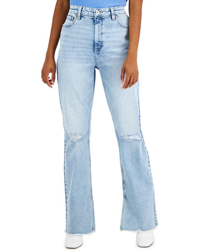I.N.C. Womens High Rise Distressed Slim Flared Jeans
