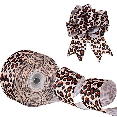 Chuangdi Leopard Print Ribbon 1.5 Inch 20 Yards Cheetah Print Ribbon Grosgrain Christmas Animal Leopard Craft for Hair Bows Headbands Making and Craft Wrapping