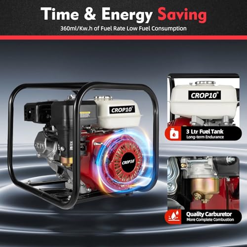 Image of WP-30 Water Pump | 6.5 HP, 4 Stroke Advanced Technology 196 CC Petrol Engine With 3600 RPM | Ideal for Agricultural, Farming, Irrigation, Draining Construction, Cleaning And Gardning