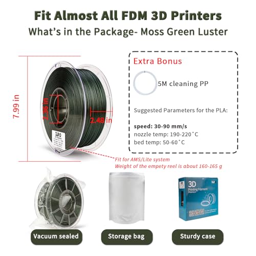 Image of ZIRO Chameleon Series Filament, 3D Printer Filament 1.75mm, Shiny Sparkle PLA with Glitter, Super Twinkling Effect Material 1kg /2.2lbs Spool, Fit Most FDM 3D Printers, Moss Green Luster