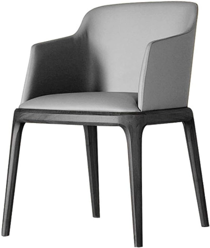 LLYU Nordic Modern Minimalist Leisure Wood Dining Chair Upholstered Leather Armchair Concise Home Kitchen Living Room Chair Cafe Backrest Chair Anti-Slip (50x55x82cm) (Color : Gray)