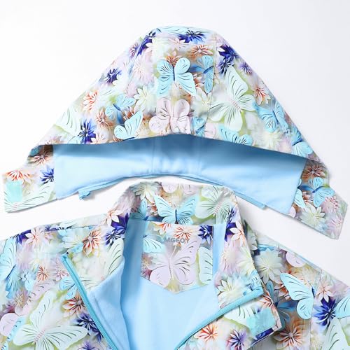 Image of MGEOY Boys Girls Rain Jacket Lightweight Waterproof Hooded Fleece Lined Raincoat Windbreakers for Kids