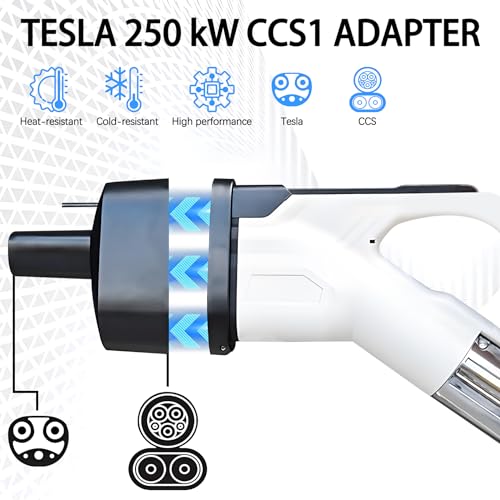 Tesla Charger Adapter, Max 250KW CCS1 to Tesla Charger Adapter, Fast Charging Station with CCS Plug for Tesla Model 3/S/X/Y Tesla Accessories