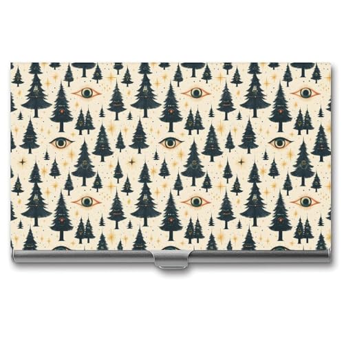 DULAHR Forest Evil Eye Business Card Holder Pocket Business Card Case Metal Case Name Card Holder Men Women